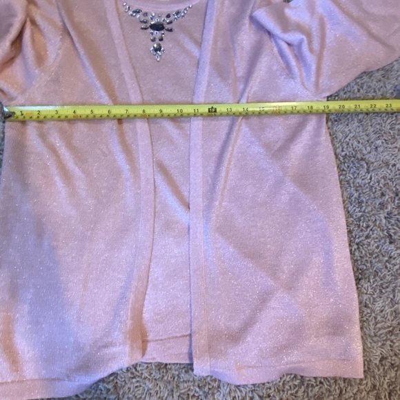 NOTATIONS Blouse Top Size XL Pink Metallic Long Sleeve Sweater Shirt Faux C… - Picture 9 of 9